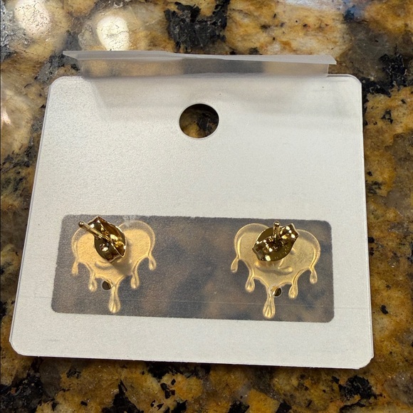 Gold Heart Drip CC Earrings - Picture 2 of 3